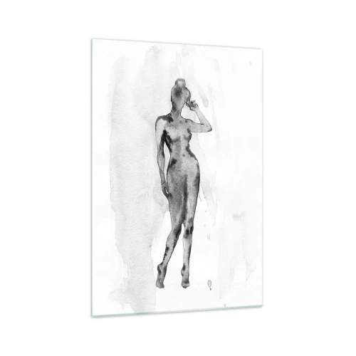 Glasbild - Bild auf glas - Skizze einer Frauensilhouette in Grautönen - 70x100cm - Eine Studie über das Ideal der Weiblichkeit - Moderne Wanddekoration für Wohnzimmer und Schlafzimmer ARTTOR
