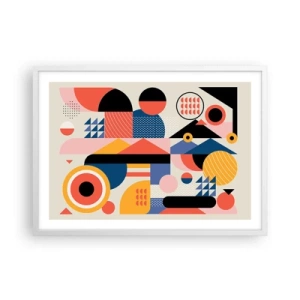 Poster in einem weißen Rahmen - Komposition: Na, los, spiel! - 70x50 cm