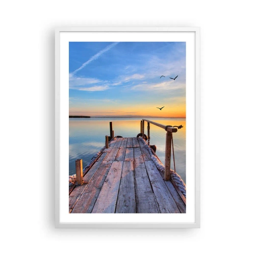 Poster in einem weißen Rahmen - Lauf direkt der Sonne entgegen - 50x70 cm