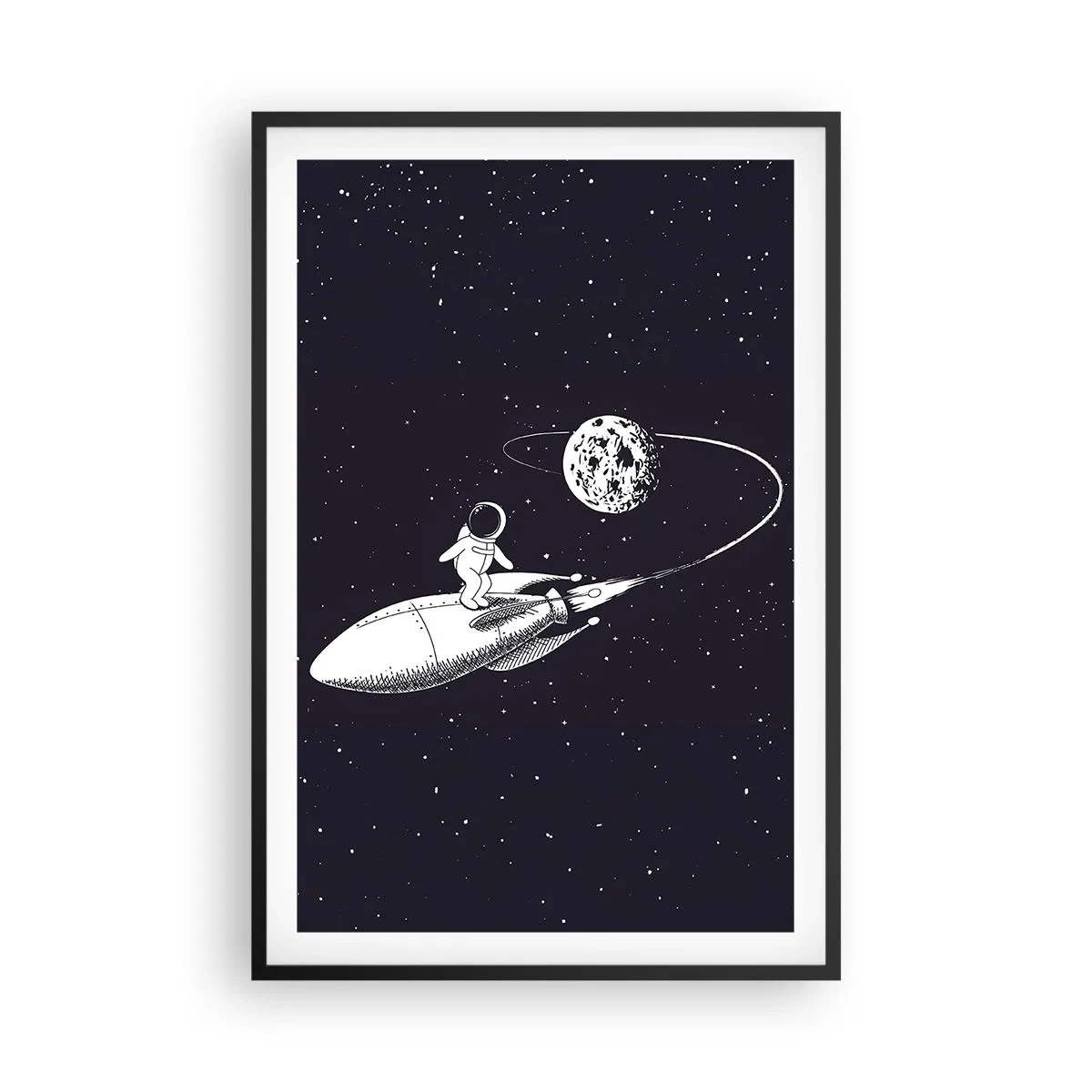 Poster in einem schwarzem Rahmen - Weltraumsurfer - 61x91 cm