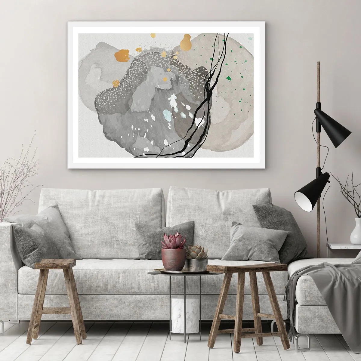 Poster in einem weißen Rahmen - Organische Komposition - 100x70 cm