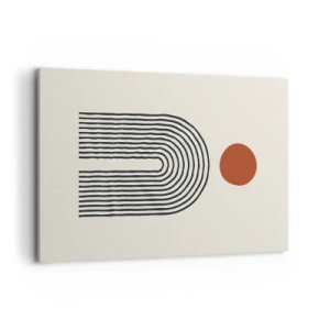 Bild auf Leinwand - Leinwandbild - Modernes abstraktes Muster mit Linien und einem roten Kreis - 120x80cm - Magnetismus von Formen und Farben - Moderne Wanddekoration für Wohnzimmer und Schlafzimmer ARTTOR