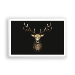 Poster in einem weißen Rahmen - Kubistischer Hirsch - 91x61 cm