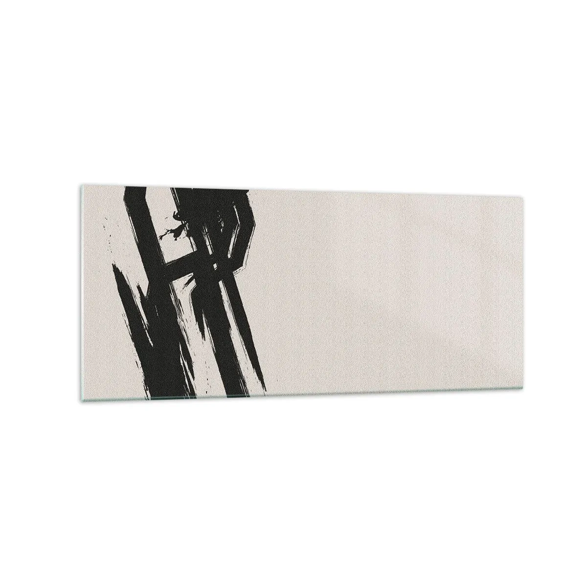 Glasbild - Bild auf glas - Dynamische Pinselstriche in Schwarz auf hellem Hintergrund - 120x50cm - Unaufhaltsamer Trieb - Moderne Wanddekoration für Wohnzimmer und Schlafzimmer ARTTOR