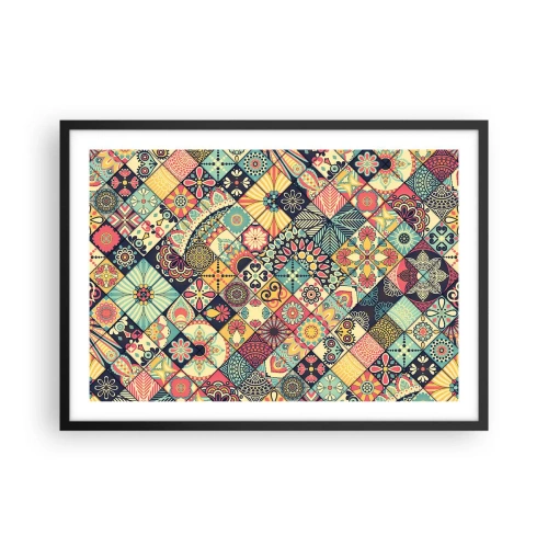 Poster in einem schwarzem Rahmen - Bunte geometrische Muster, inspiriert vom marokkanischen Stil - 70x50cm - marokkanische Atmosphäre - Moderne Wanddekoration für Wohnzimmer und Schlafzimmer ARTTOR