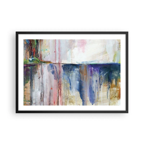 Poster in einem schwarzem Rahmen - Eine abstrakte Farbkomposition mit Reflexionseffekt auf der Leinwand. - 70x50cm - Bunte Eindrücke und Assoziationen - Moderne Wanddekoration für Wohnzimmer und Schlafzimmer ARTTOR