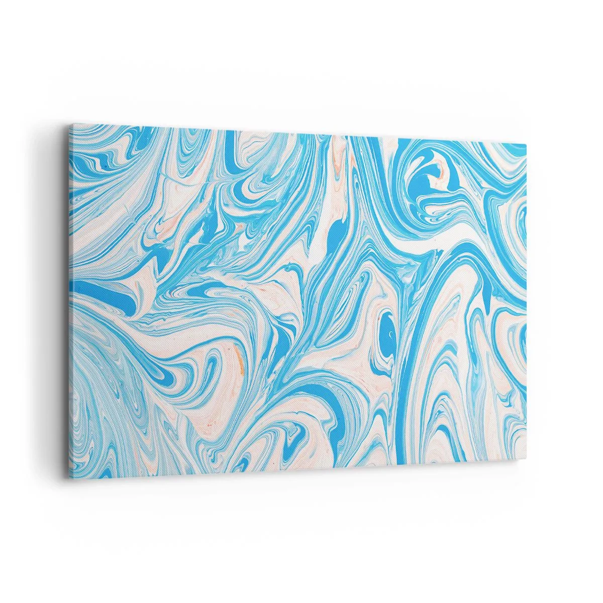 Bild auf Leinwand - Leinwandbild - Abstrakte Wirbel im blauen und weißen Marmorstil - 120x80cm - Sumpf in Türkis - Moderne Wanddekoration für Wohnzimmer und Schlafzimmer ARTTOR