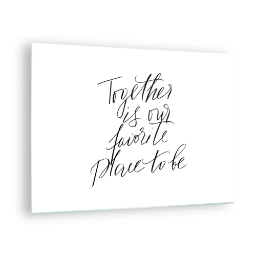 Glasbild - Bild auf glas - Minimalistische kalligrafische Inschrift auf weißem Hintergrund - 70x50cm - Fühlst du das auch? - Moderne Wanddekoration für Wohnzimmer und Schlafzimmer ARTTOR