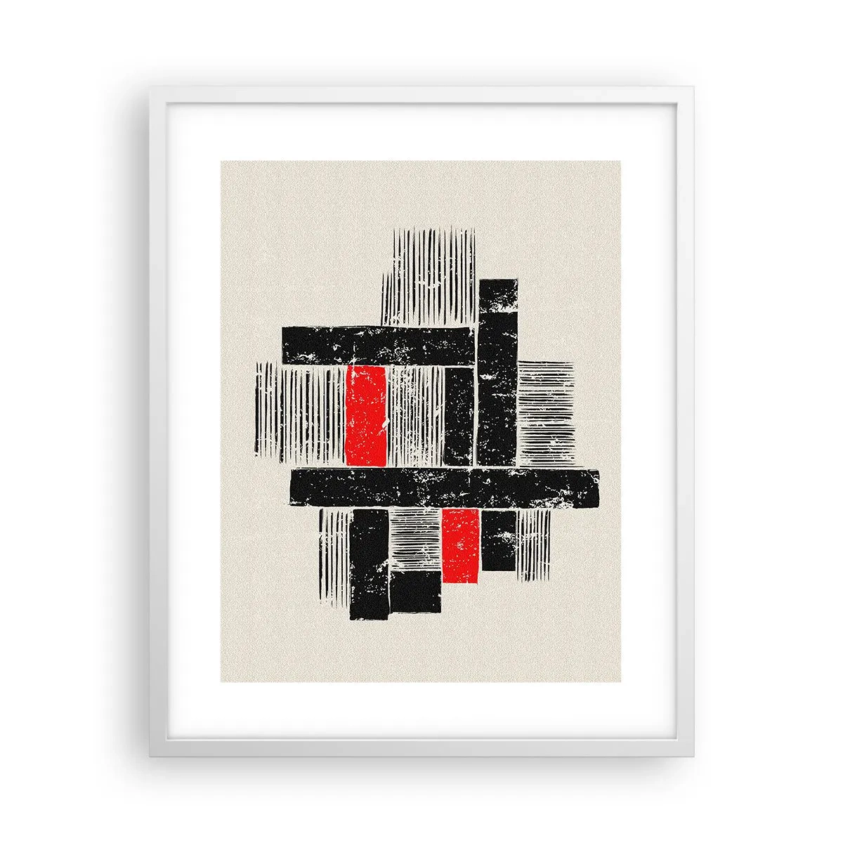 Poster in einem weißen Rahmen - Rot und Schwarz - 40x50 cm