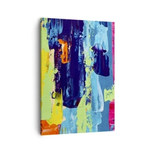 Bild auf Leinwand - Leinwandbild - Abstrakte Farbkomposition in dynamischer Form - 50x70cm - Das Leben ist wunderschoen! - Moderne Wanddekoration für Wohnzimmer und Schlafzimmer ARTTOR