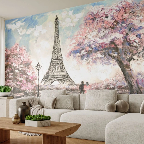 Fototapete Standard Eco - Aprilspaziergang durch Paris - Stadt, Eiffelturm, Parkgasse - 150x105 cm