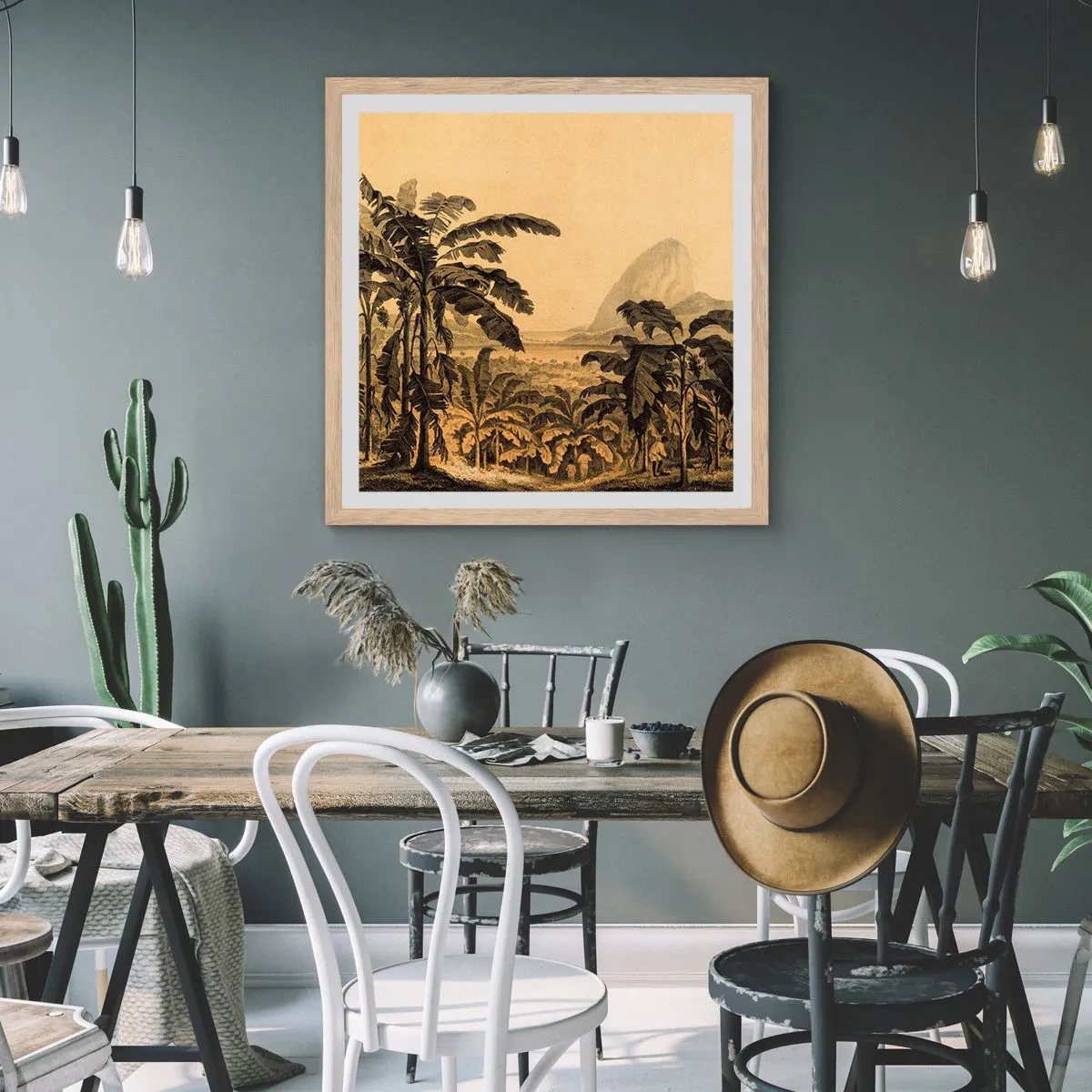 Poster in einem Rahmen aus heller Eiche - in einem kolonialen Klima - 40x40 cm