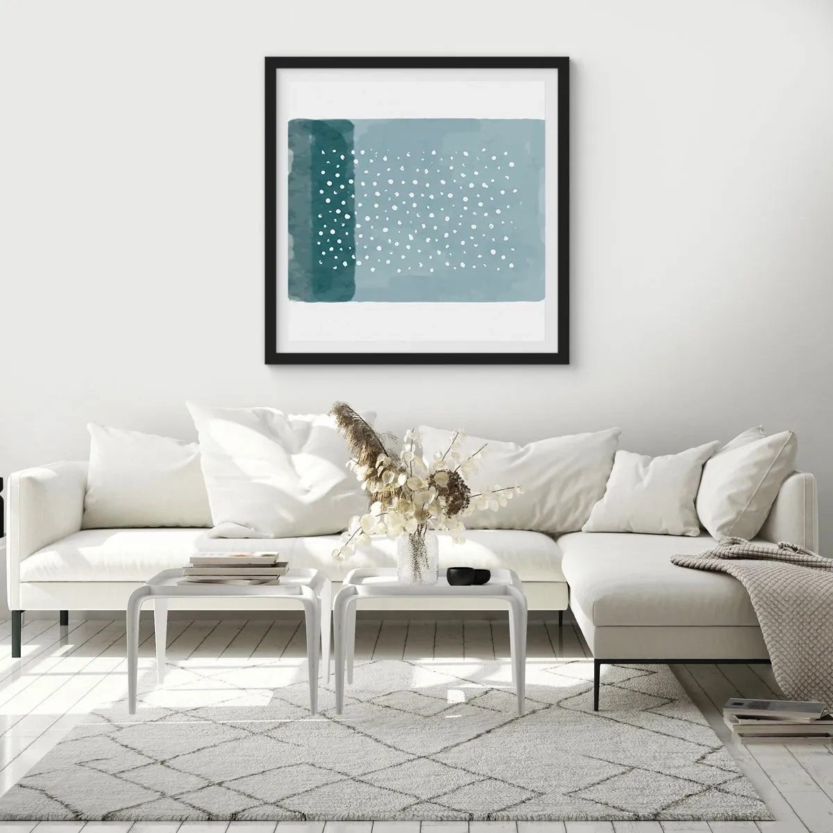 Poster in einem schwarzem Rahmen - Auf Blau gewachsen - 50x50 cm