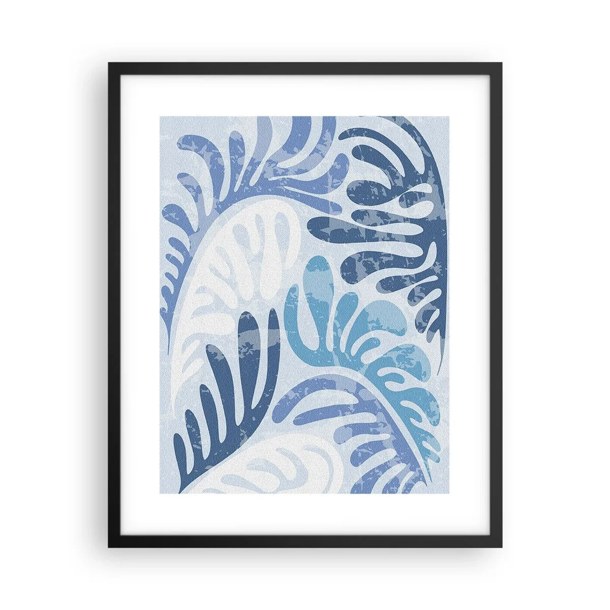 Poster in einem schwarzem Rahmen - Blaue Farne - 40x50 cm