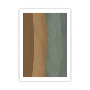 Poster - Organische Linien auf erdigen und grünen Hintergründen - 50x70cm - Horizontale Komposition - Moderne Wanddekoration für Wohnzimmer und Schlafzimmer ARTTOR