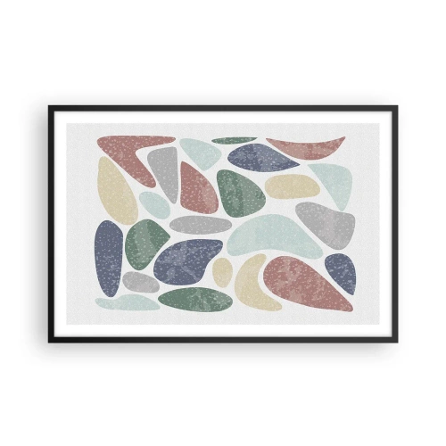 Poster in einem schwarzem Rahmen - Mosaik aus pulverförmigen Farben - 91x61 cm