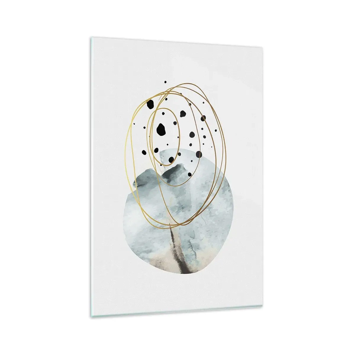 Glasbild - Bild auf glas - Minimalistische Abstraktion mit geometrischem Muster und goldenen Linien - 80x120cm - Vom Weltraum umarmt - Moderne Wanddekoration für Wohnzimmer und Schlafzimmer ARTTOR
