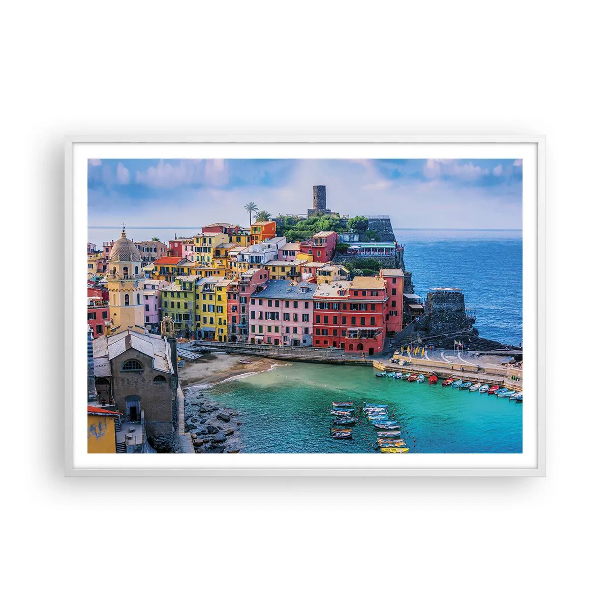 Poster in einem weißen Rahmen - Mediterrane Zauberstadt - 100x70 cm