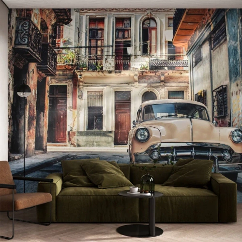 Selbstklebende Fototapete Deluxe Sticker - Die Siesta in Havanna - Oldtimer, Die Architektur, Stadt - 300x210 cm