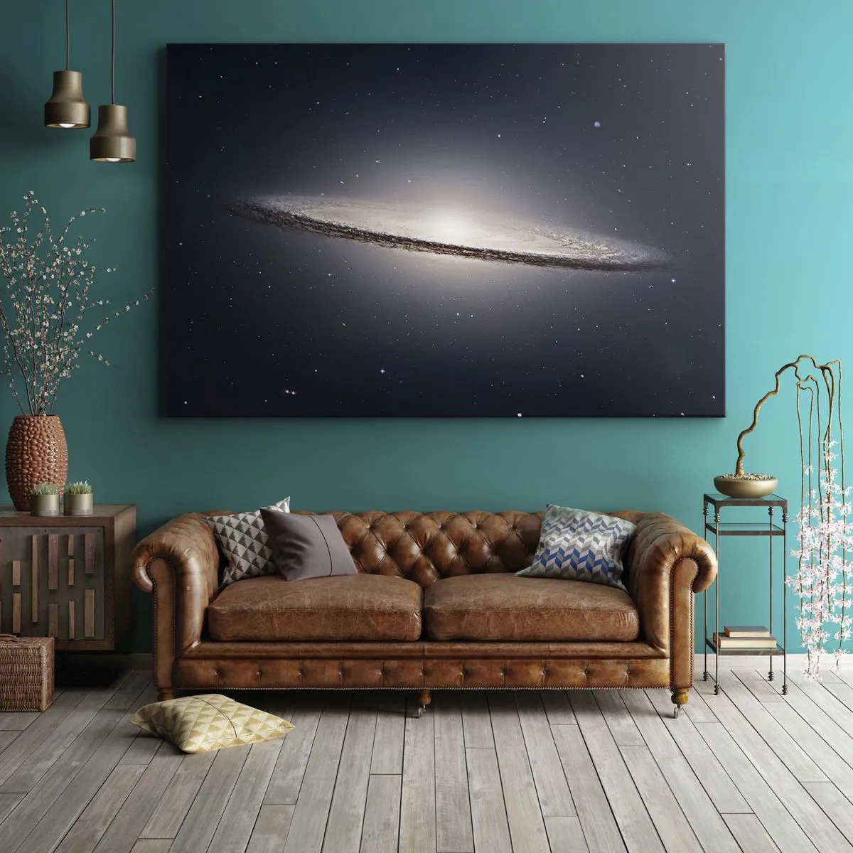 Bild auf Leinwand - Leinwandbild - Eine Spiralgalaxie vor dem Hintergrund des Sternenraums - 70x50cm - Vor langer Zeit in einer weit entfernten Galaxie ... - Moderne Wanddekoration für Wohnzimmer und Schlafzimmer ARTTOR