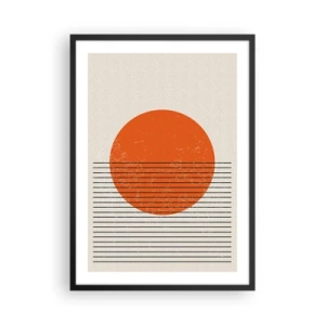 Poster in einem schwarzem Rahmen - Ein minimalistischer Sonnenuntergang in geometrischer Form - 50x70cm - Immer die Sonne - Moderne Wanddekoration für Wohnzimmer und Schlafzimmer ARTTOR