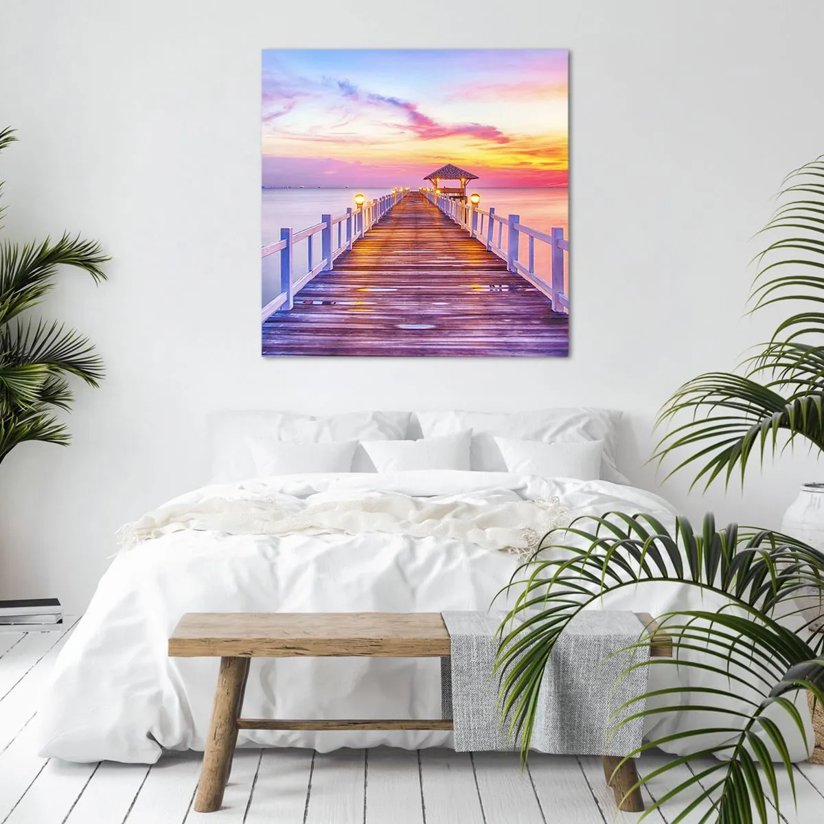 Bild auf Leinwand - Leinwandbild - Die lila-goldene Stille des Abends - 70x70 cm