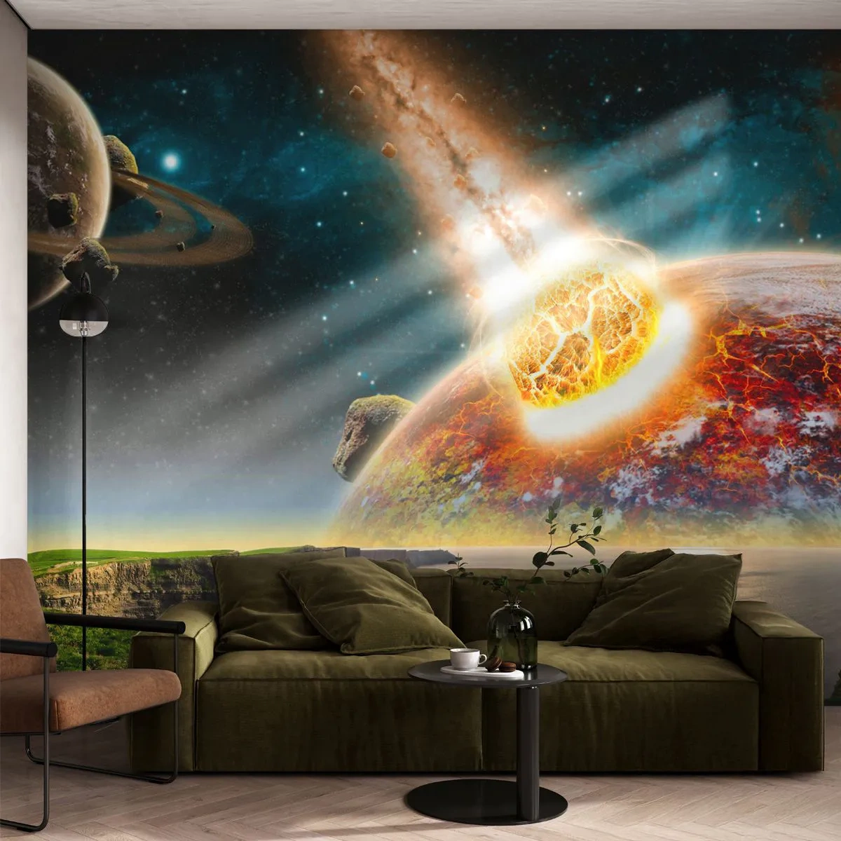 Fototapete Standard Eco - Kosmisches Drama - Abstraktion, Landschaft, Kosmos - 500x350 cm