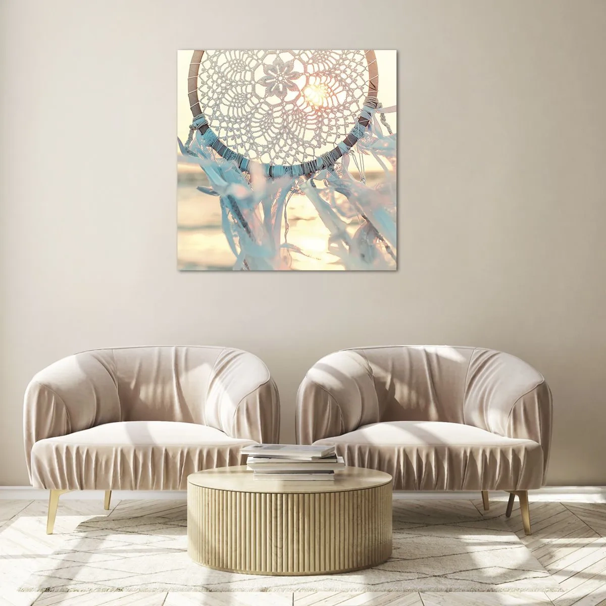 Glasbild - Bild auf glas - Totem aus Spitze - 60x60 cm