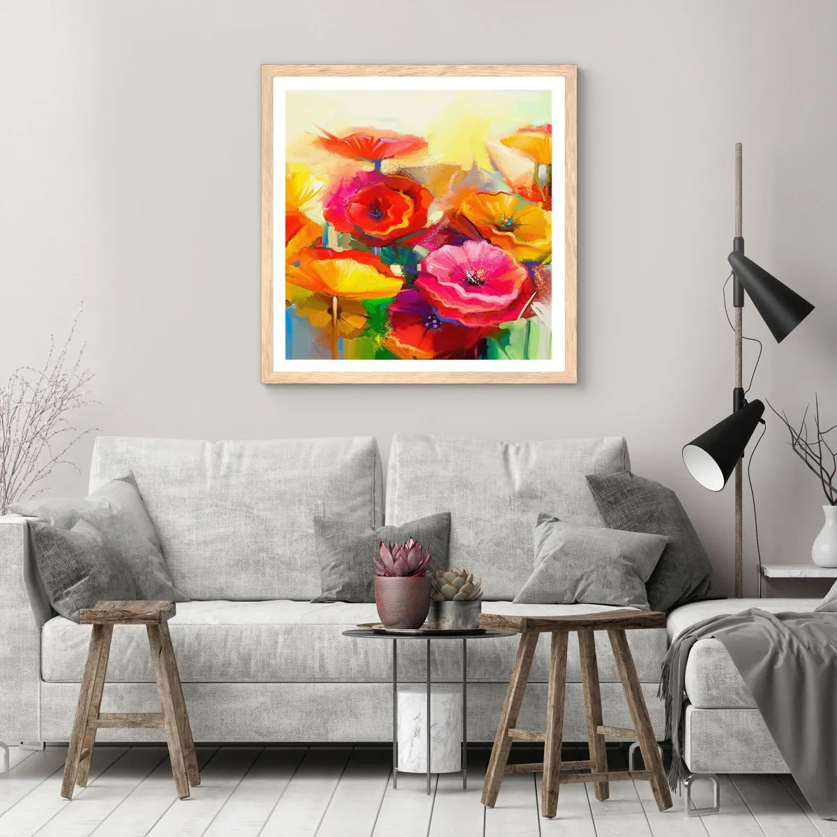 Poster in einem Rahmen aus heller Eiche - Nicht nur rot - 60x60 cm