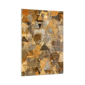 Glasbild - Bild auf glas - Abstrakte geometrische Komposition in warmen Tönen - 50x70cm - Die Welt in Form - Moderne Wanddekoration für Wohnzimmer und Schlafzimmer ARTTOR