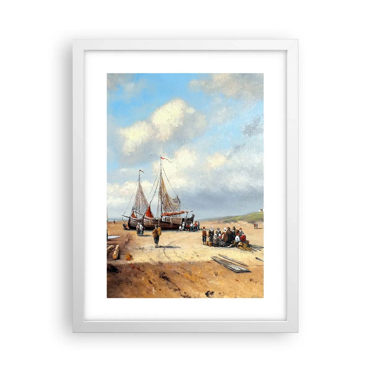 Poster in einem weißen Rahmen - Nach einem erfolgreichen Fischfang - 30x40 cm