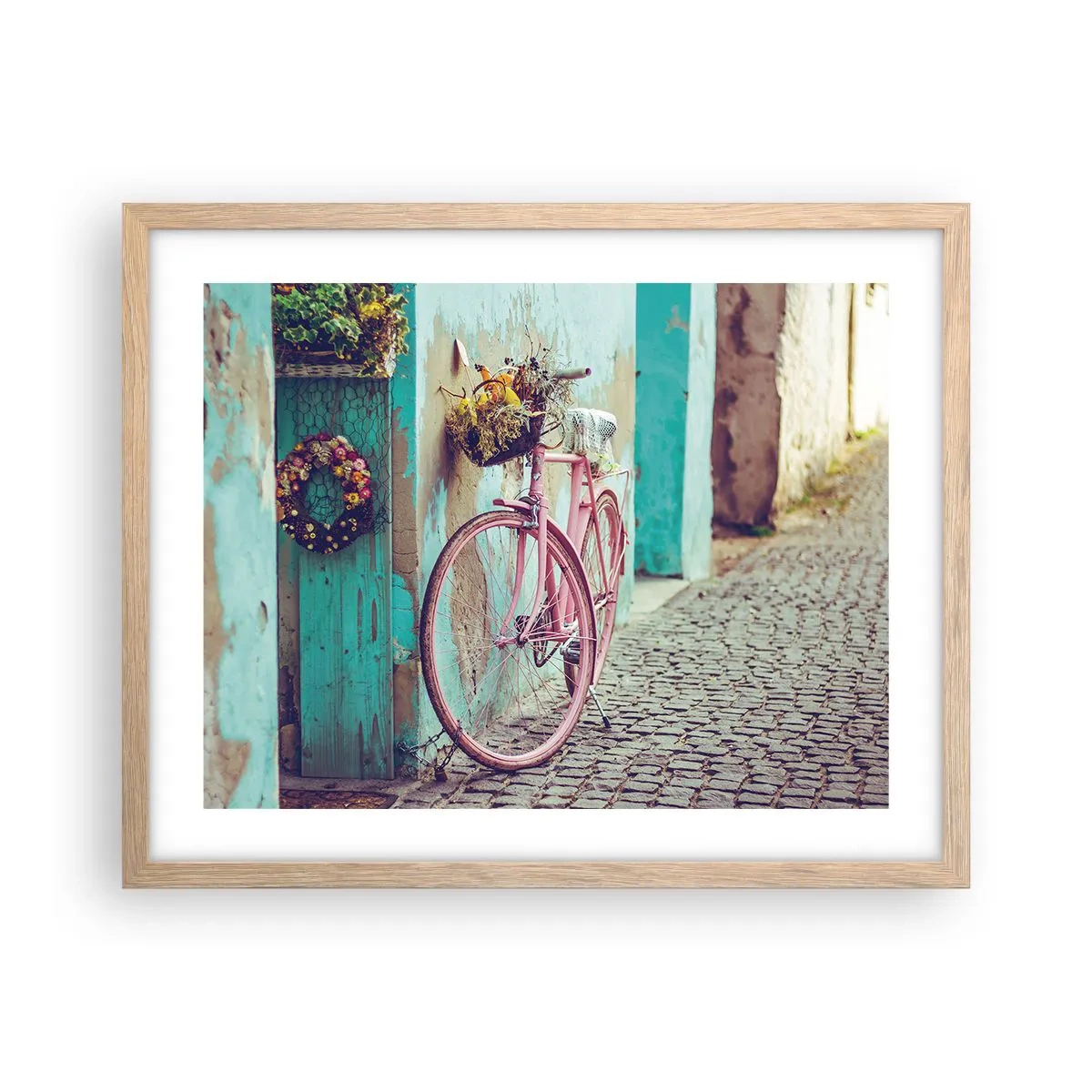 Poster in einem Rahmen aus heller Eiche - Ich komme gleich wieder - 50x40 cm