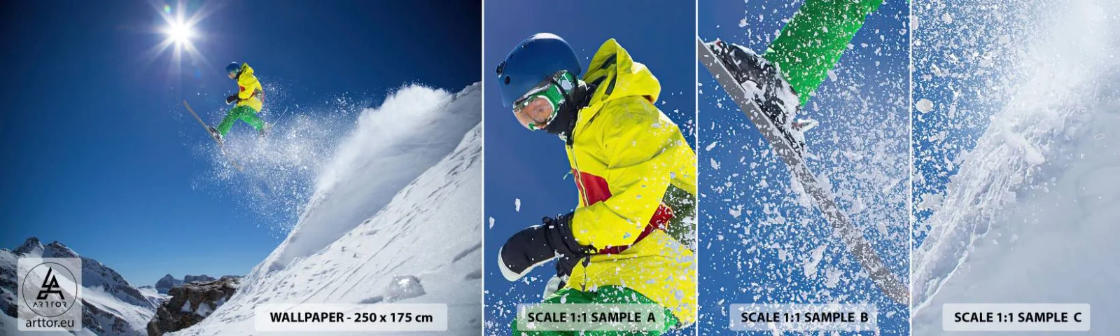 Fototapetenmuster Standard Eco - Tanzen mit den Bergen - Sport, Skifahren, Winter - 100x30 cm