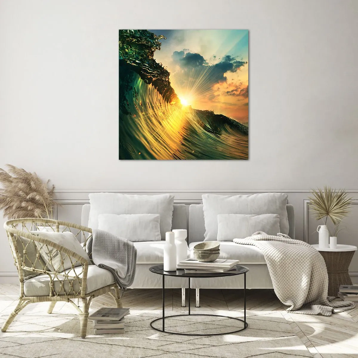 Glasbild - Bild auf glas - Surfer, wo bist du? - 70x70 cm