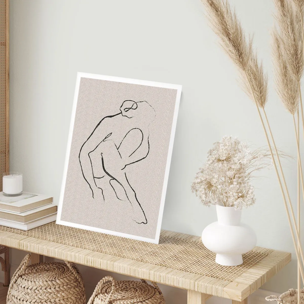 Poster - Eine minimalistische Skizze einer weiblichen Silhouette - 50x70cm - Intime Skizze - Moderne Wanddekoration für Wohnzimmer und Schlafzimmer ARTTOR