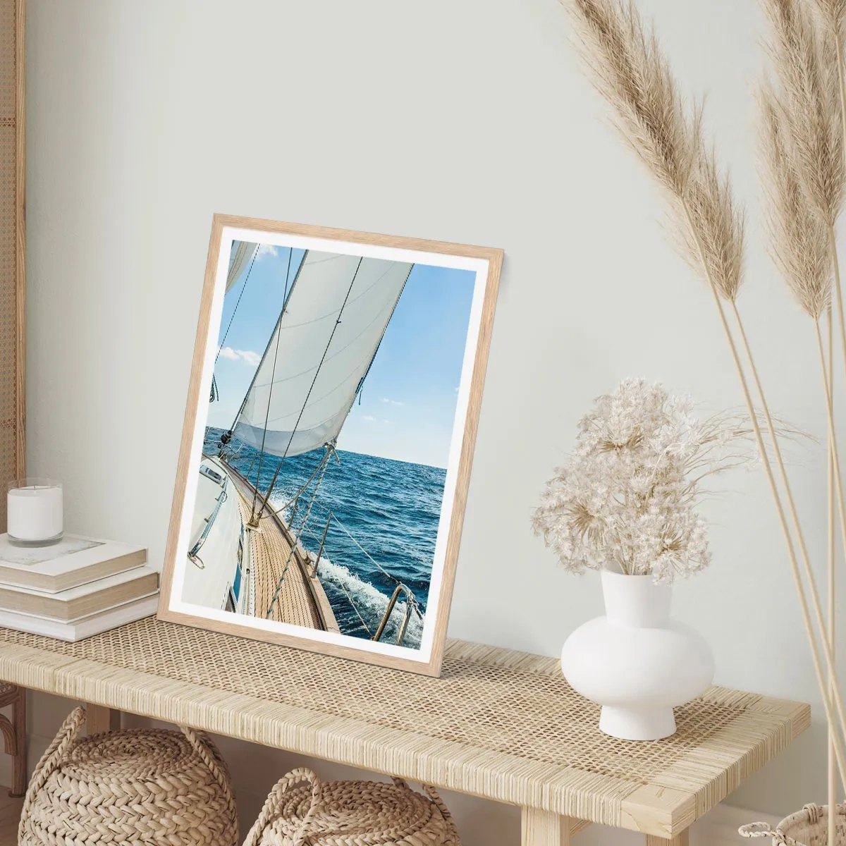Poster in einem Rahmen aus heller Eiche - Ahoi, Abenteuer - 40x50 cm