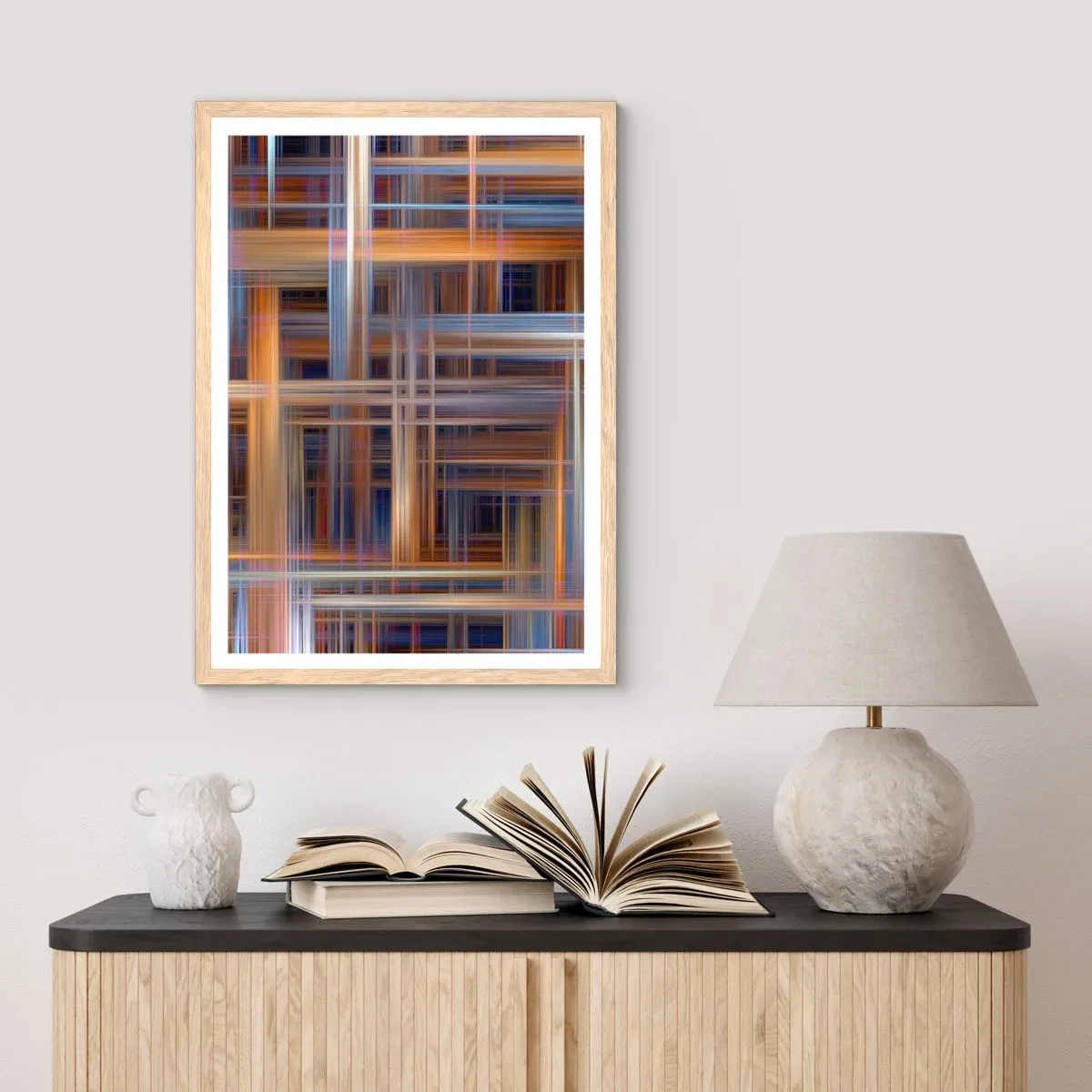 Poster in einem Rahmen aus heller Eiche - Aus Licht gewebt - 70x100 cm