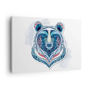 Bild auf Leinwand - Leinwandbild - Geometrischer Bär in Blau- und Rottönen - 70x50cm - Eviva Grönland! - Moderne Wanddekoration für Wohnzimmer und Schlafzimmer ARTTOR