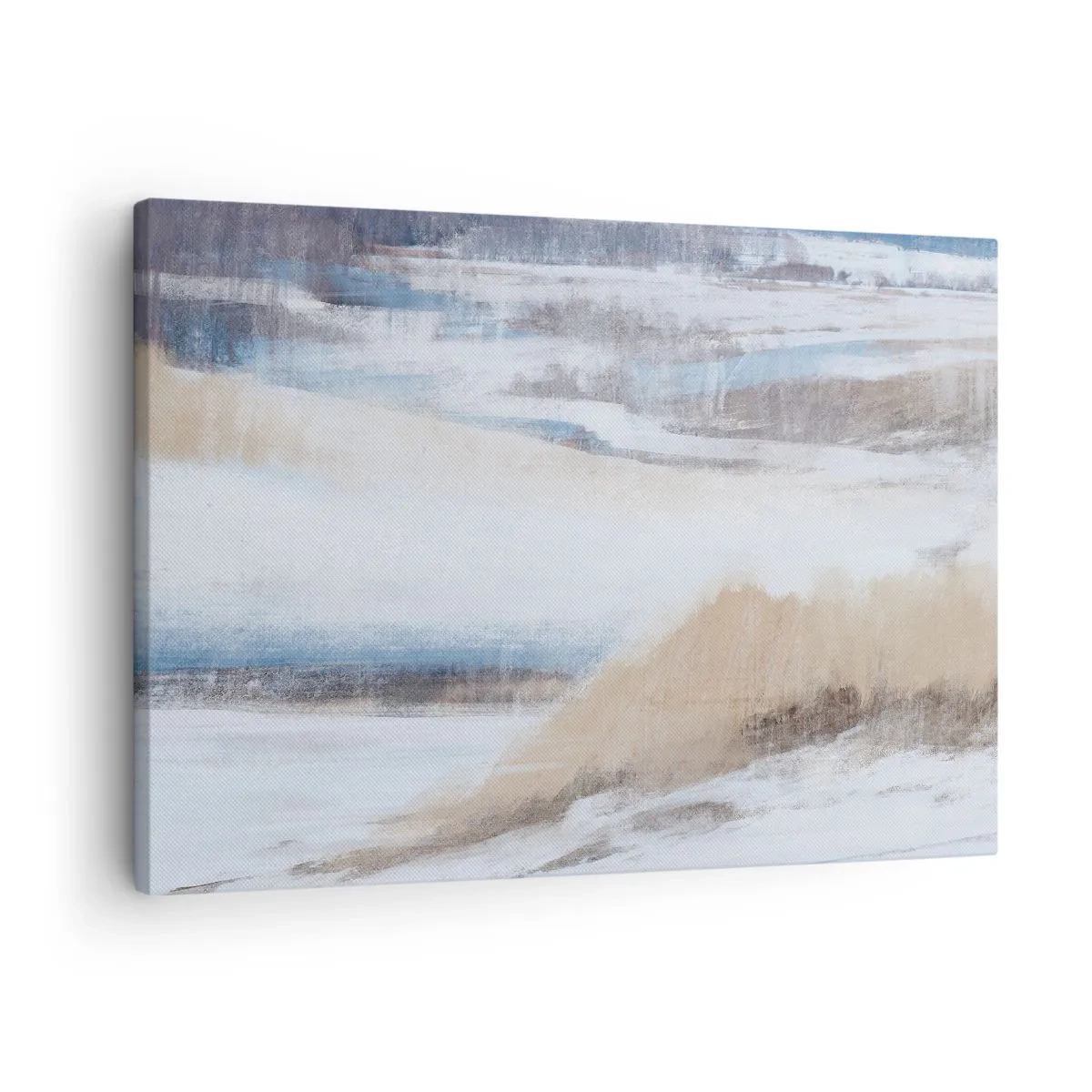 Bild auf Leinwand - Leinwandbild - Abstrakte Winterlandschaft in Weiß- und Blautönen - 70x50cm - Winterkomposition - Moderne Wanddekoration für Wohnzimmer und Schlafzimmer ARTTOR