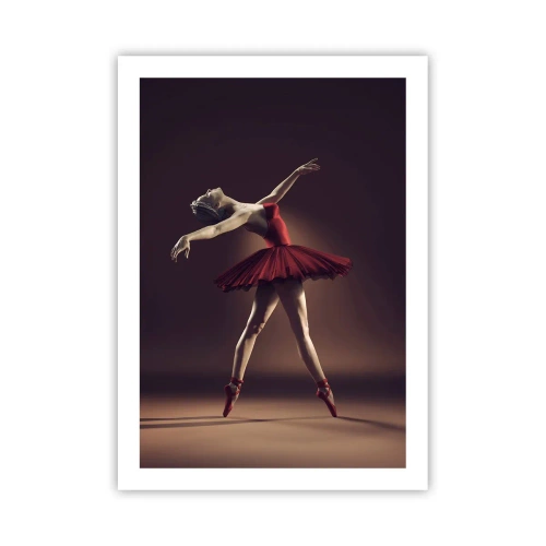 Poster - Eine Balletttänzerin in einem roten Kleid auf der Bühne - 50x70cm - Eine Primaballerina - Moderne Wanddekoration für Wohnzimmer und Schlafzimmer ARTTOR