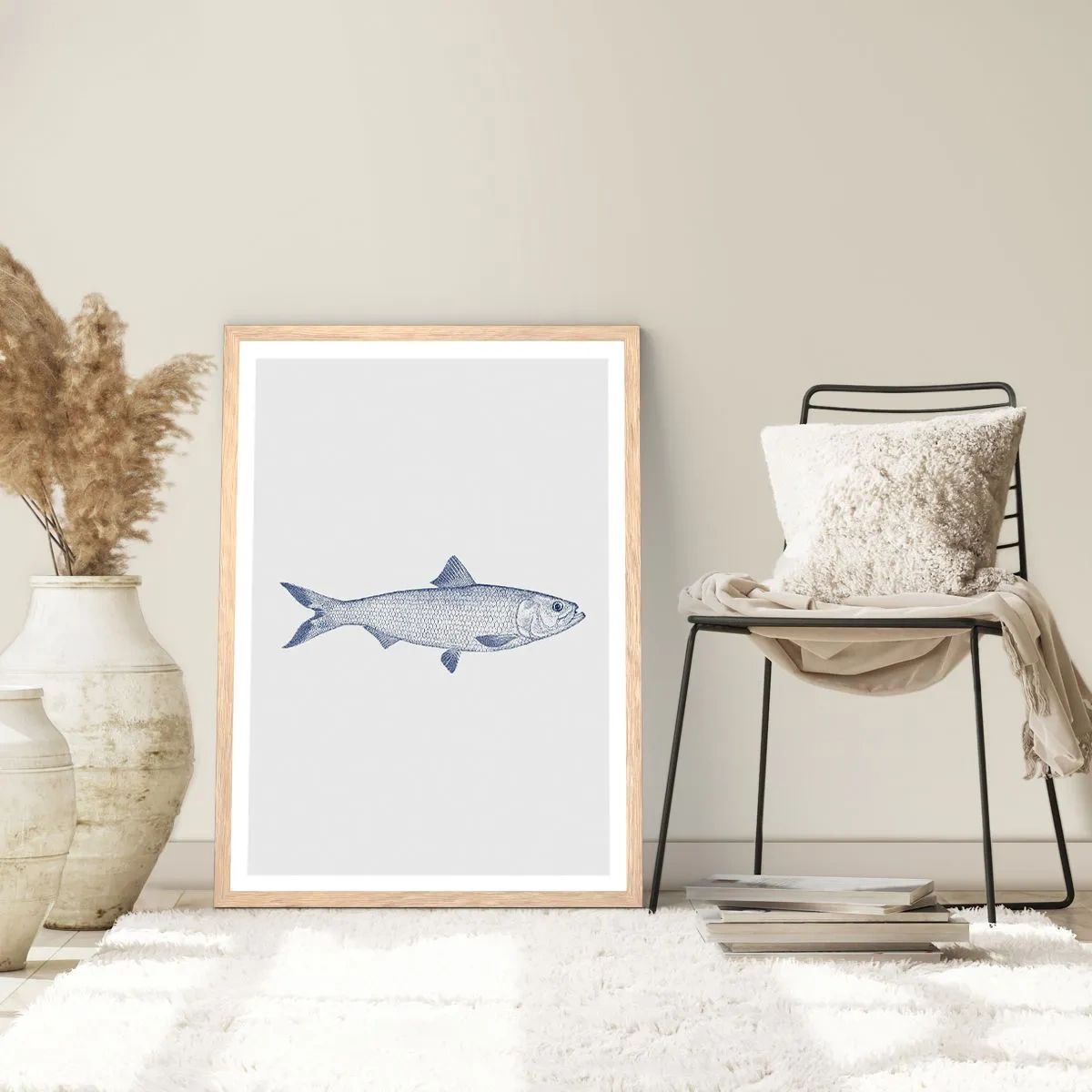 Poster in einem Rahmen aus heller Eiche - Grüße aus den nördlichen Meeren - 40x50 cm