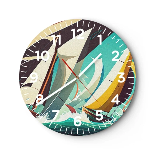 Wanduhr - Glasuhr - Viel Glück mit den Elementen - 30x30 cm
