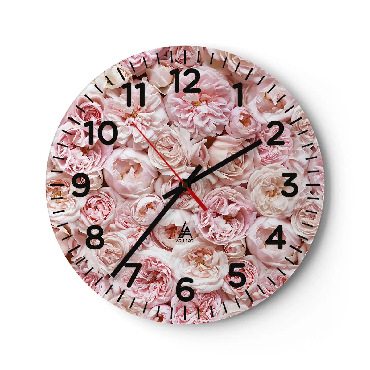 Wanduhr - Glasuhr - Auf Rosen gebettet - 40x40 cm