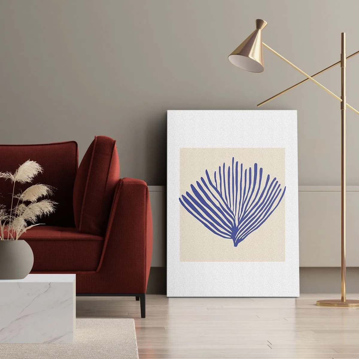 Bild auf Leinwand - Leinwandbild - Blauer Fächer - 55x100 cm