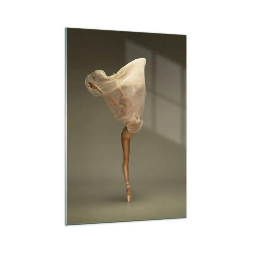 Glasbild - Bild auf glas - Eine Tänzerin schwebt mit Stoff in der Luft - 70x100cm - Es wird bald auffliegen - Moderne Wanddekoration für Wohnzimmer und Schlafzimmer ARTTOR