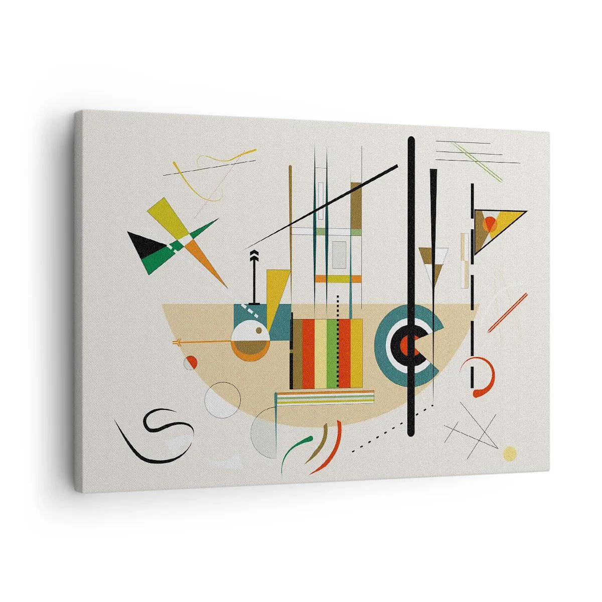 Bild auf Leinwand - Leinwandbild - Bunte Abstraktion mit geometrischen Formen - 70x50cm - Und die Welt lacht - Moderne Wanddekoration für Wohnzimmer und Schlafzimmer ARTTOR
