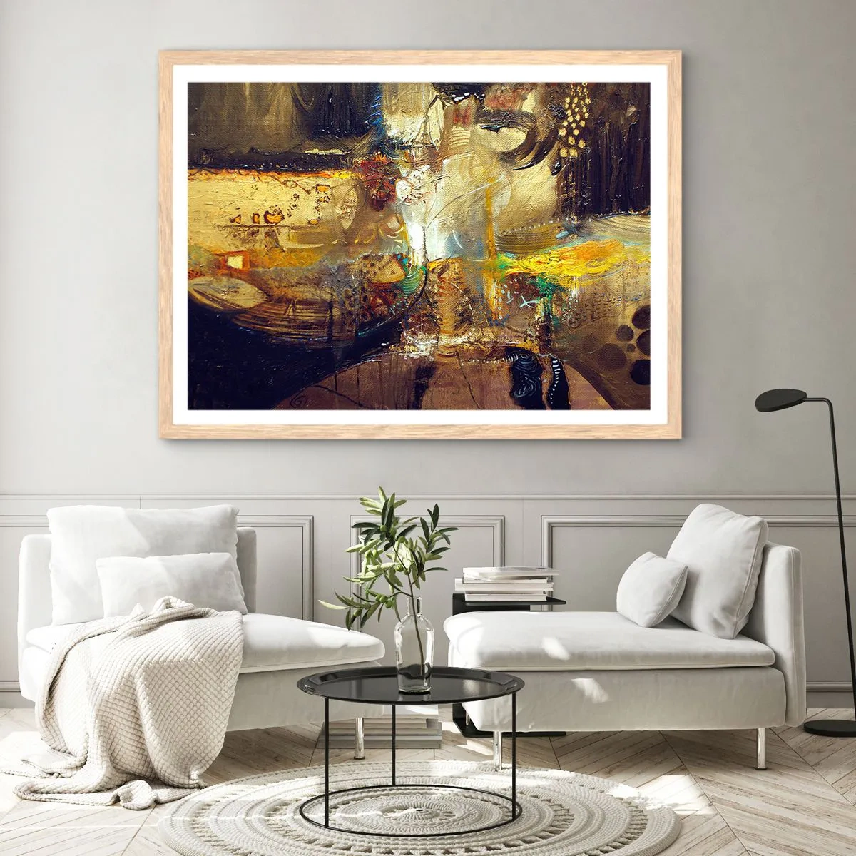 Poster in einem Rahmen aus heller Eiche - Kalt, wärmer, heiß - 100x70 cm