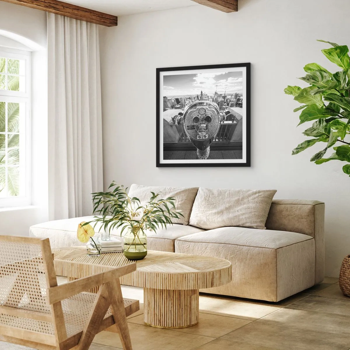 Poster in einem schwarzem Rahmen - Stadt über den Städten - 30x30 cm