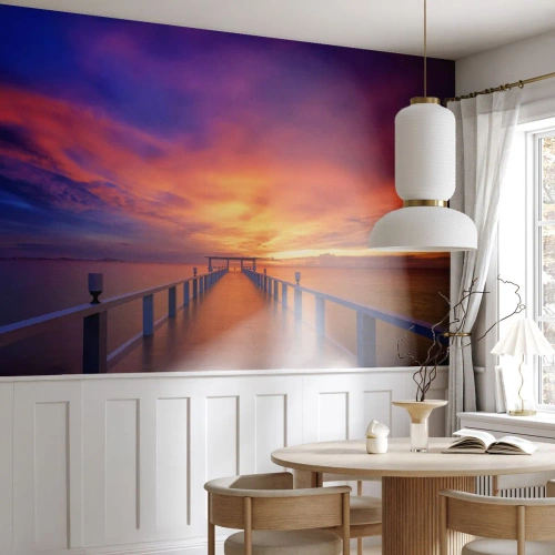 Fototapete Premium Sand - Ohne Ende - Landschaft, Seebrücke, Sonnenuntergang - 500x350 cm