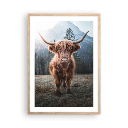 Poster in einem Rahmen aus heller Eiche - Grüße von der Bergwiese - 50x70 cm